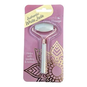 Earth & I White Jade Facial Roller with Rose Gold Details Spa